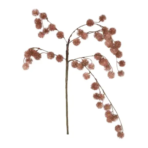 Pom Pom Dark Pink Leaf Branch Decor 1