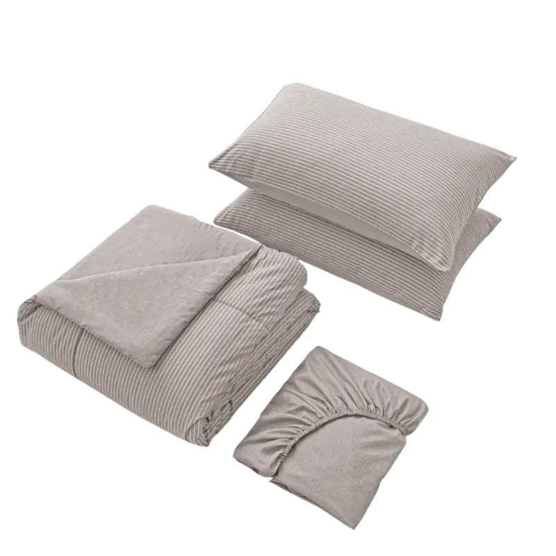 Reversible Khaki Textured Bed In A Bag Set 1