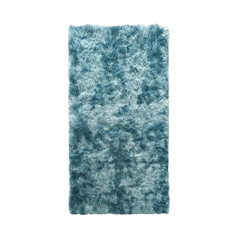 Sari Vibrant Peacock Blue Shag Rug 1