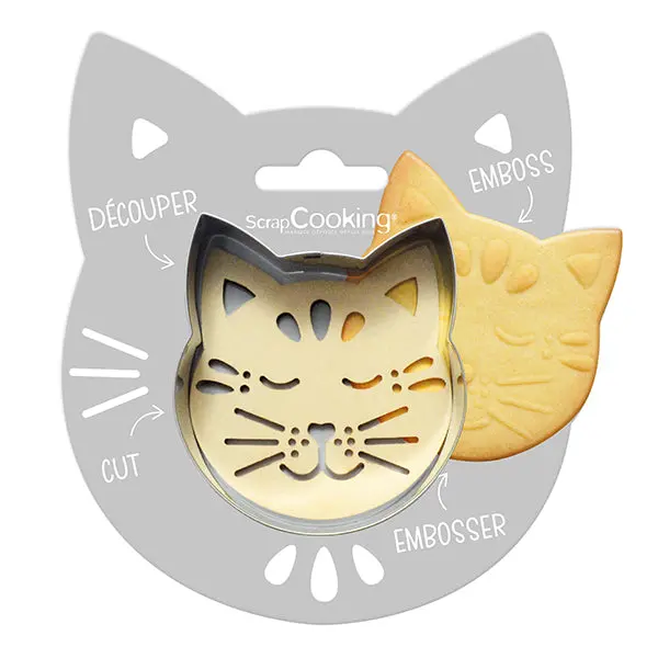 Scrapcooking Cat-Shaped Cookie Cutter & Embosser – Decorative Baking Tool 1