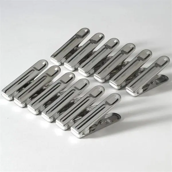 Set Of 12 Stainless Steel Bag Clips – 6 Cm Mini Clamps For Food Storage 1