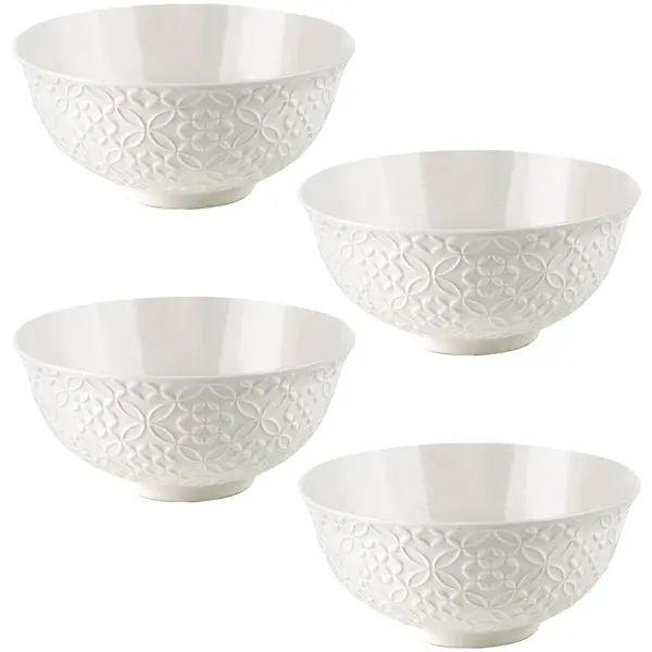 Set Of 4 Garden-Theme Ceramic Bowls – 16 Cm, 0.7 L Jardin White By Ibili 1