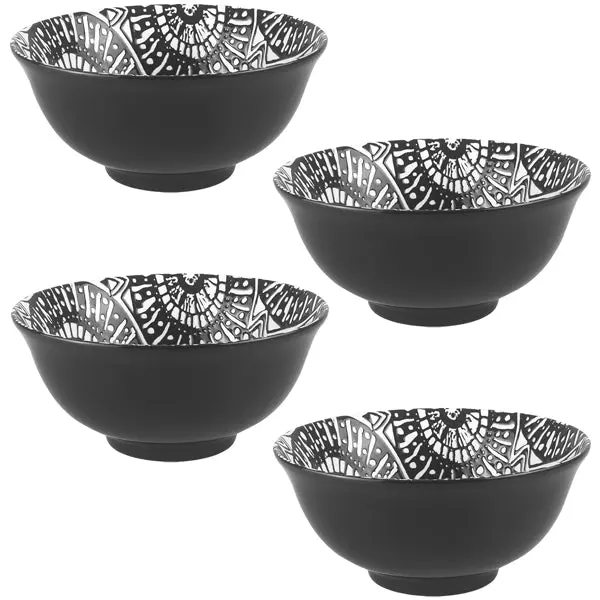Set Of 4 White Ceramic Bowls – 16 Cm, 0.7 L Rebun Collection By Ibili 1