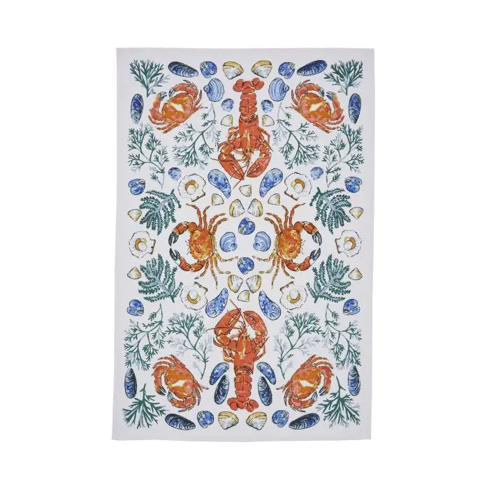 Shellfish-Themed Cotton Tea Towel For Kitchen Use 1