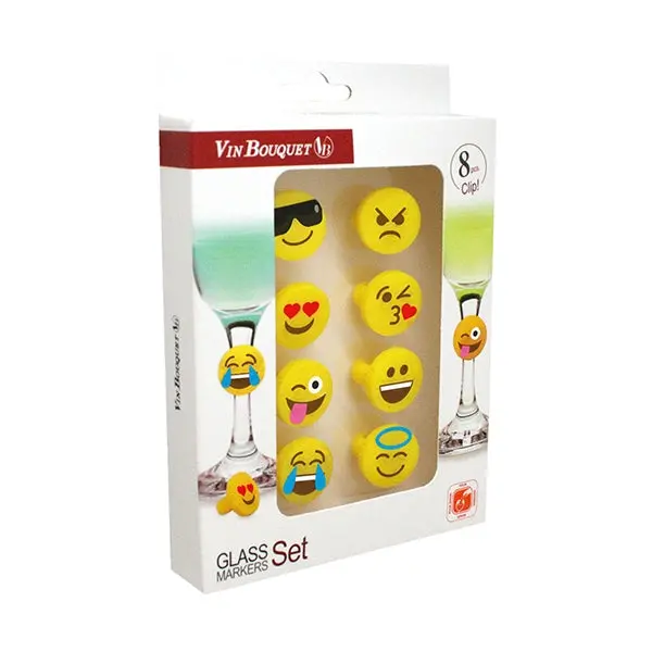 Silicone Emoji Drink Markers – Set Of 8 1