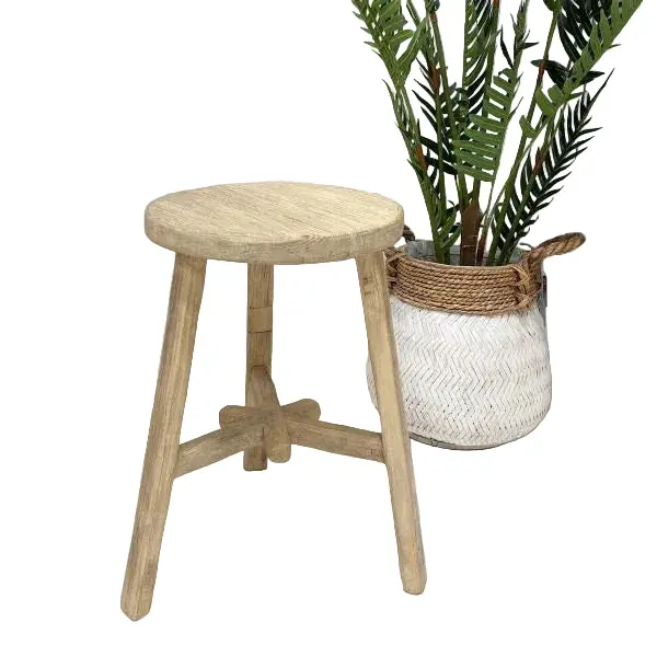 Silo Round Bar Stool – Solid Wood Seat With Black Metal Base 1
