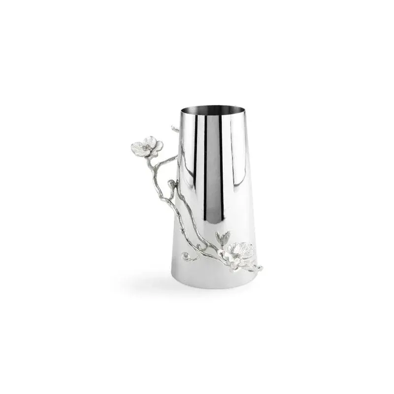 Silver Orchid Medium Vase – Curved Ceramic Table Accent 1