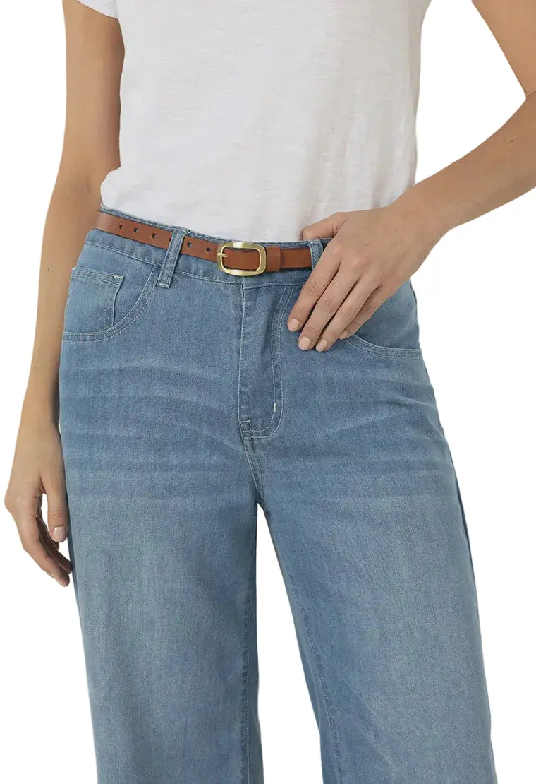 Slim Tan Leather Belt With Twig-Inspired Detailing 1