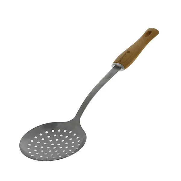 Solid Beechwood Skimmer – B-Shape Design, De Buyer Culinary Tool 1
