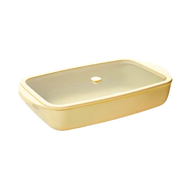 Spacious Cream Rectangular Oven Dish – 3.6L Borosilicate Glass – Pebbly 1