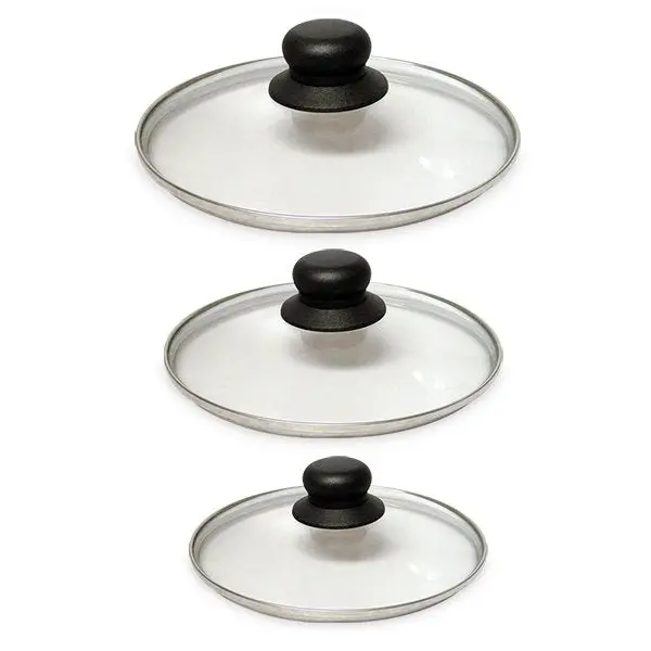 Stainless-Rimmed Glass Lid Set – 16 Cm, 18 Cm, And 20 Cm 1