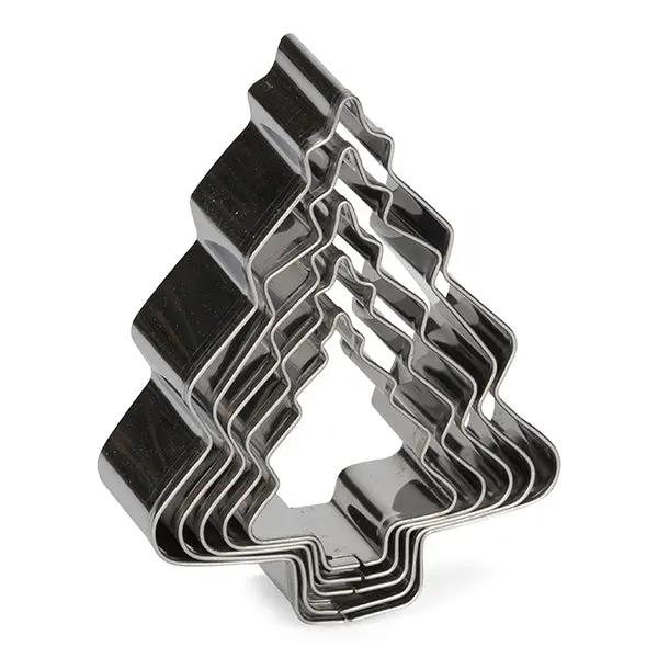 Stainless Steel Christmas Tree Cookie Cutter Set – 5-Piece Patisse Collection 1