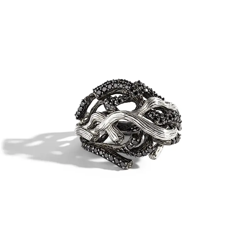 Sterling Silver Branch Coral Diamond Ring 1