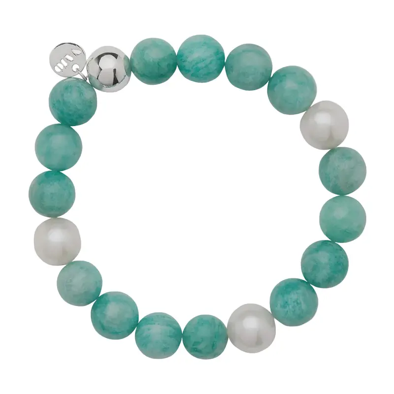 Sunset Amazonite And Pearl Elastic Bracelet 1