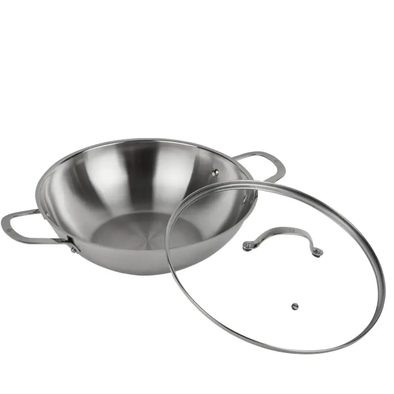 Swiss Diamond Dlx Premium 32Cm Stainless Steel Wok With Tempered Glass Lid 1