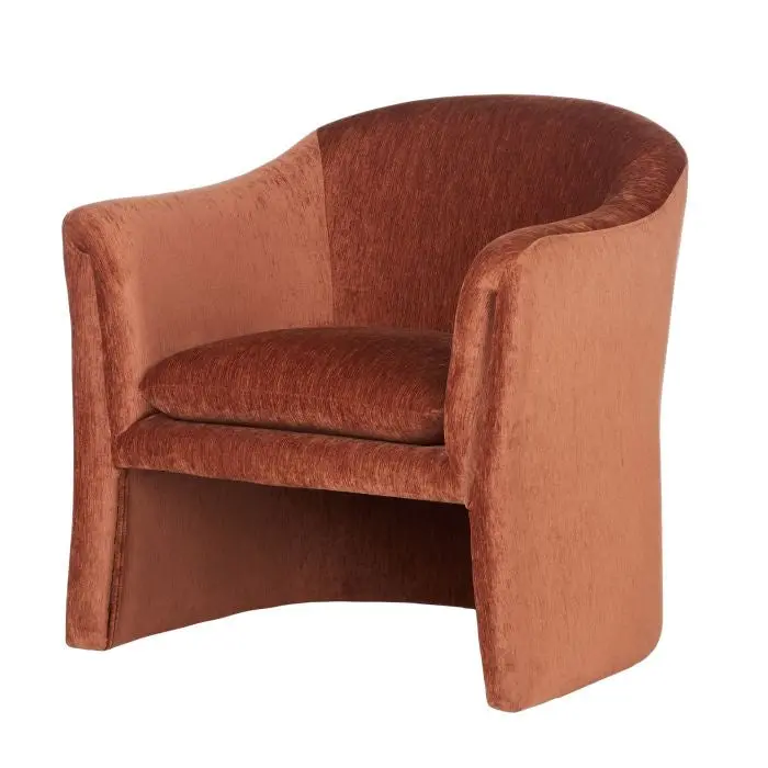 Syd Rust-Coloured Fabric Armchair – Compact Lounge Seating 1