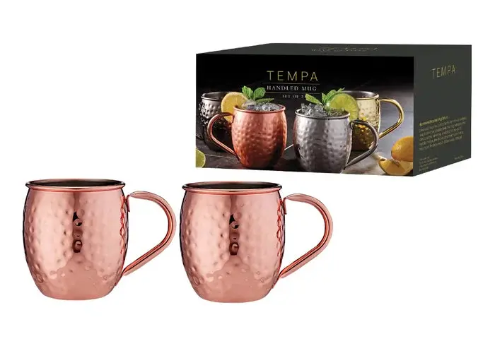 Tempa Spencer Hammered Copper-Handle Mug Duo – Elegant Barista Mugs 1