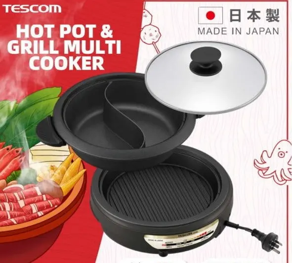 Tescom 2-In-1 Japanese Electric Hot Pot & Bbq Grill Multi-Cooker 1