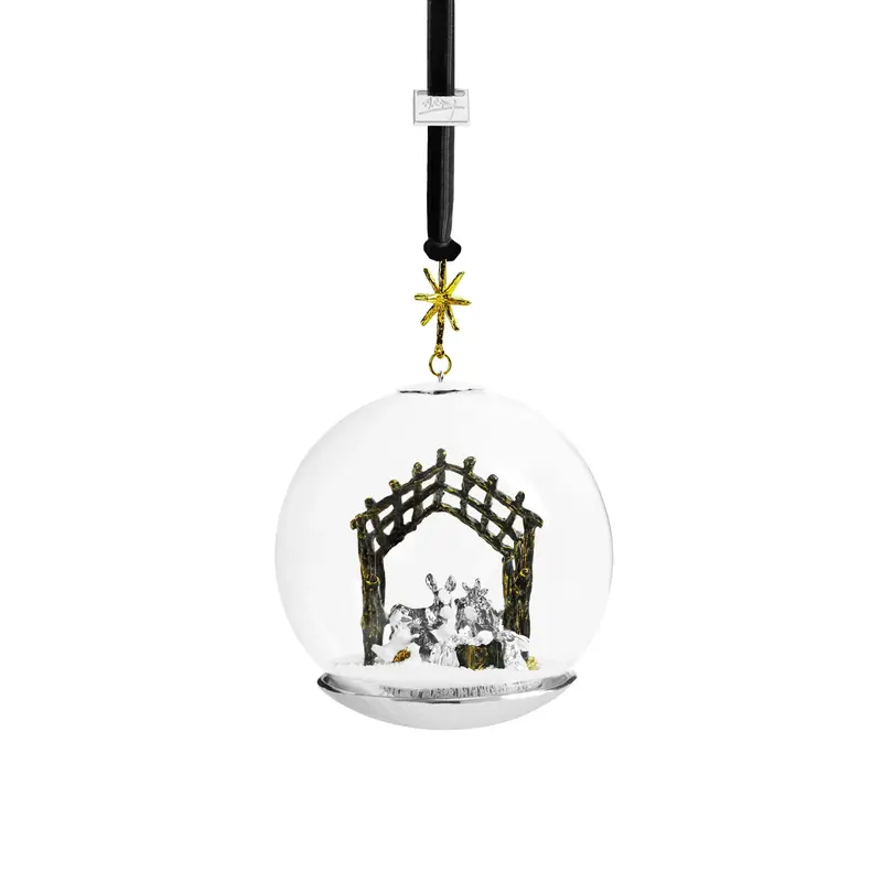 Traditional Manger Scene Snow Globe Ornament 1