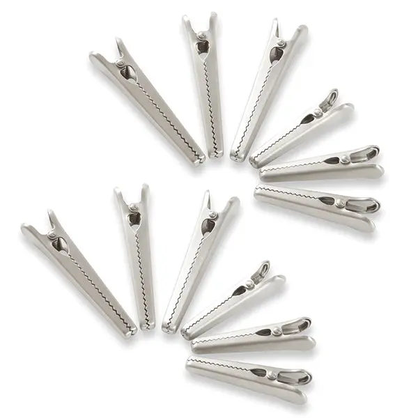 Twelve Stainless Steel Bag Clips In Two Sizes (8 Cm And 11.5 Cm) By Mathon 1
