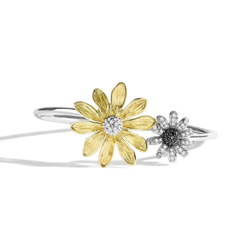 Vintage Bloom Floral Cuff Bracelet – Gold Plated 1