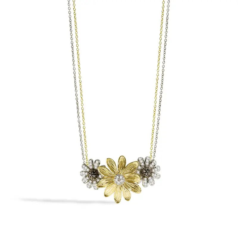 Vintage Bloom Floral Layered Necklace – Gold Tone 1