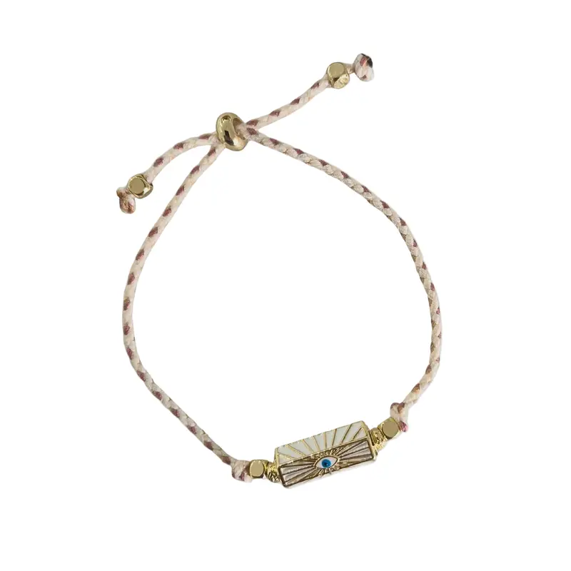 White Evil Eye Stretch Cord Bracelet 1