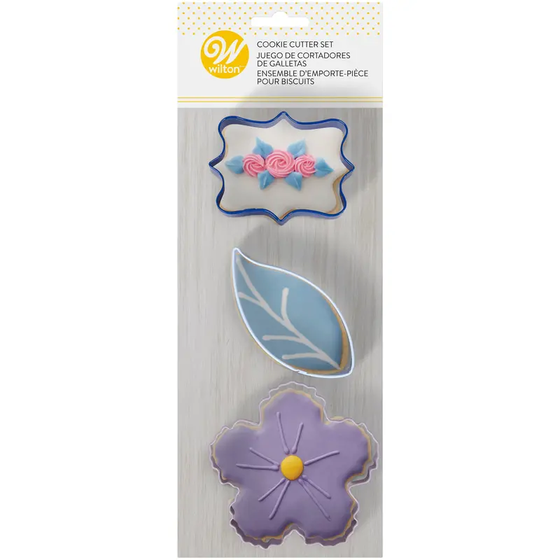 Wilton Floral Cookie Cutter Set – 3-Piece Botanical Pattern Collection 1