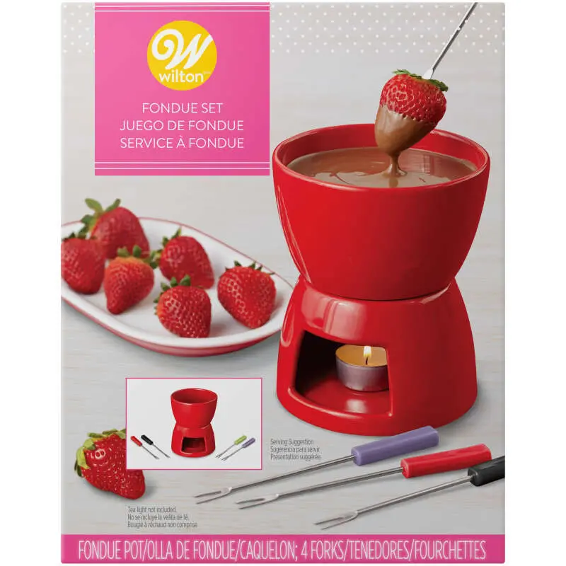Wilton Valentine’S Day Ceramic Fondue Set – Two-Tier, Heart-Themed Serving 1
