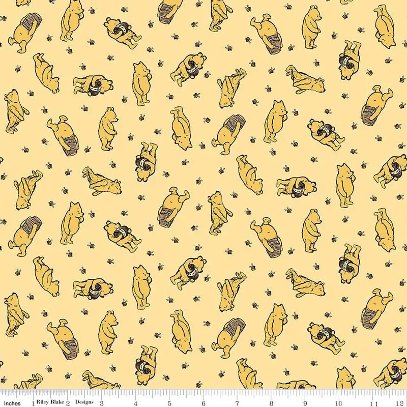 Winnie The Pooh Toss Fabric In Warm Sunshine Hue 1
