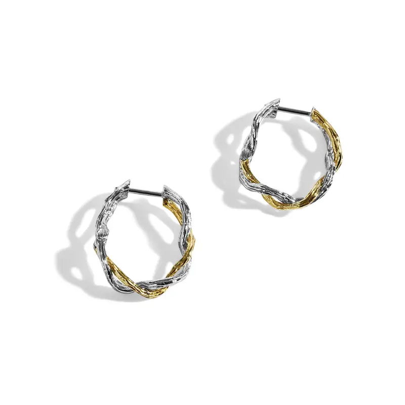Wisteria 25Mm Hoop Earrings – Sterling Silver & 18K Gold 1