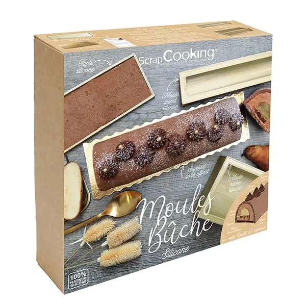 Wooden Log Cake Mold Set – 3-Piece Scrapcooking Bûche Collection 1