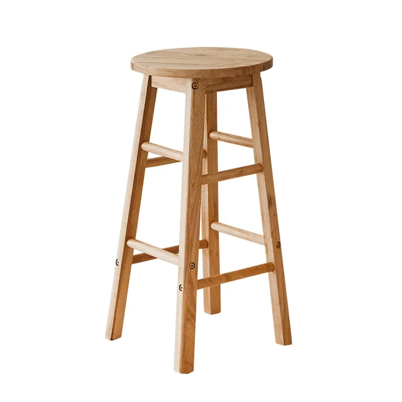 Yoona Round Solid Wood Bar Stool With Foot Ring And Swivel Base 1