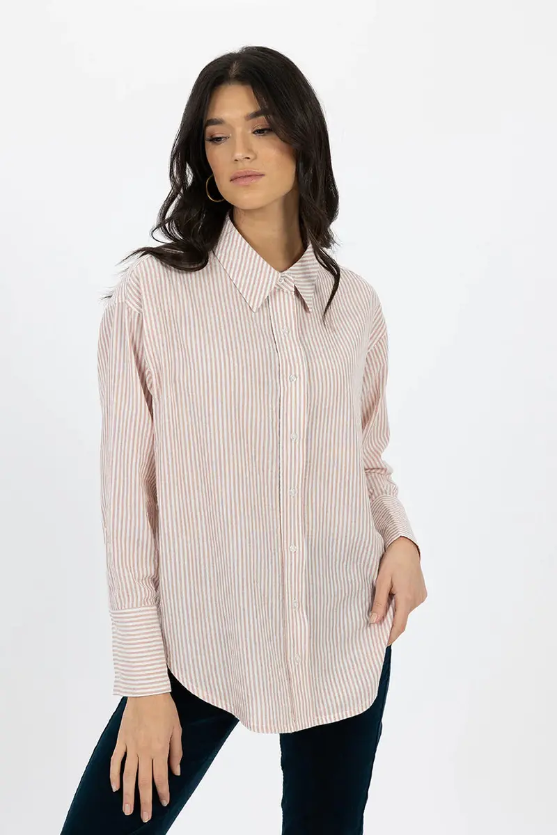 Zali Button-Up Shirt In Rich Coffee Hue 1