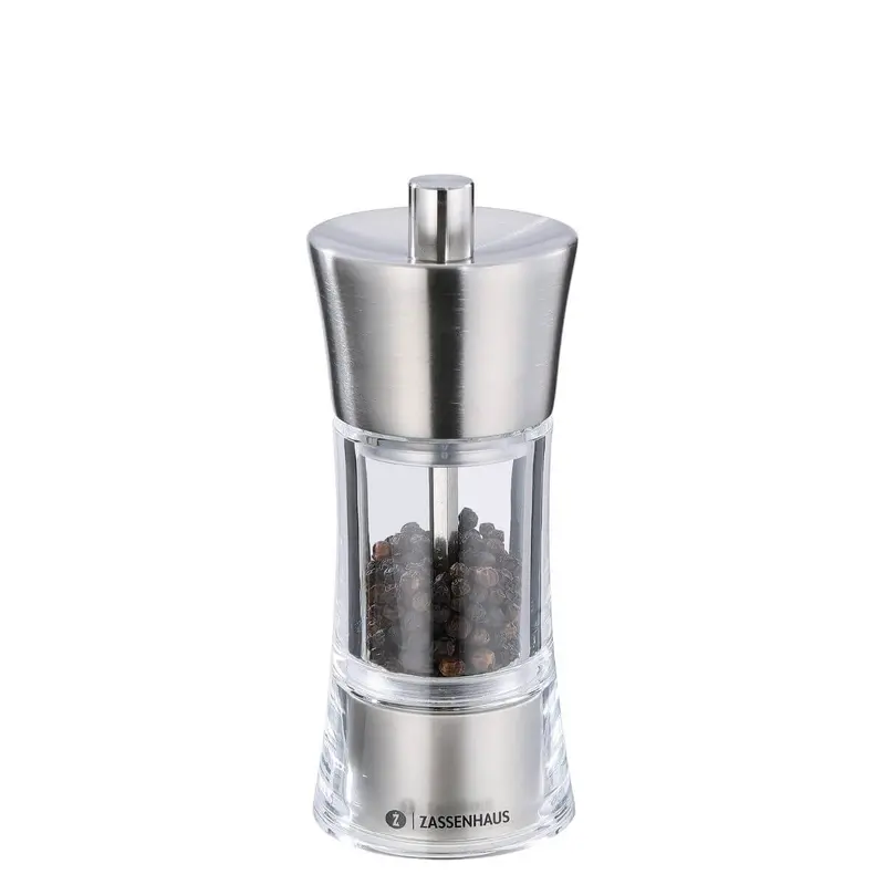 Zassenhaus Aachen Pepper Mill – Dual-Material Grinder (Stainless Steel & Acrylic), 14Cm 1