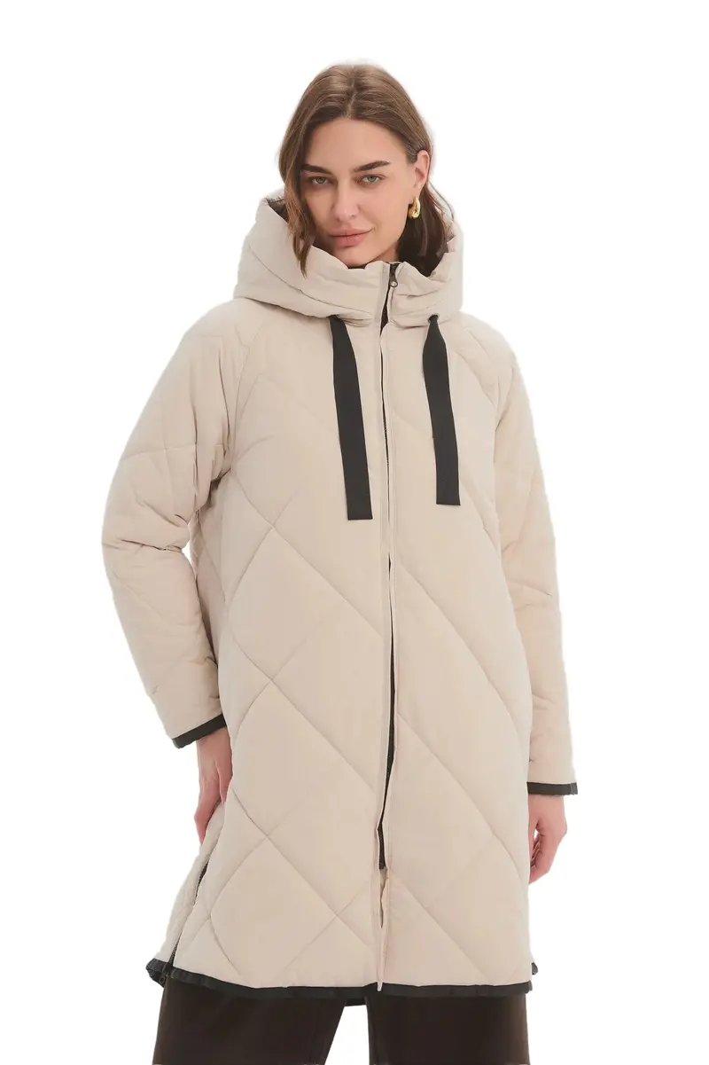 Zip-Front Winter Coat In Warm Cream 1